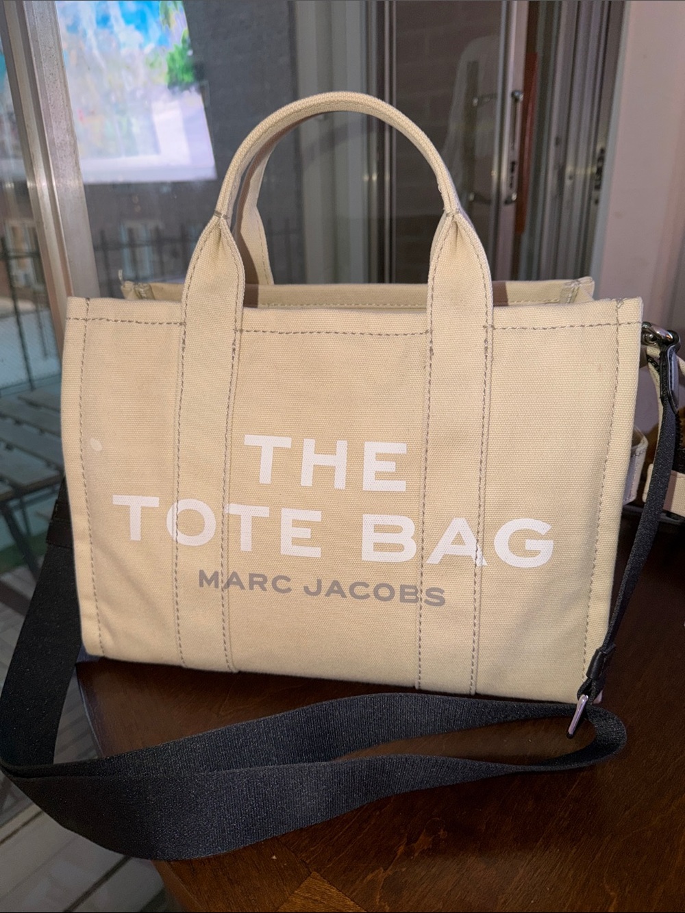 Marc Jacobs Canvas The Tote Bag in Beige with Black Strap